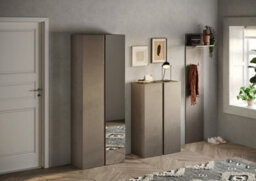 FurniComp LTD Furnicomp Chelsea 2 Door Bronze And Mercure Oak Tall Mirrored Shoe Storage Cupboard Cabinet - thumbnail 3