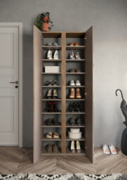 FurniComp LTD Furnicomp Chelsea 2 Door Bronze And Mercure Oak Tall Mirrored Shoe Storage Cupboard Cabinet - thumbnail 2