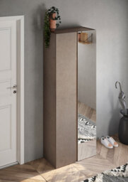 FurniComp LTD Furnicomp Chelsea 2 Door Bronze And Mercure Oak Tall Mirrored Shoe Storage Cupboard Cabinet