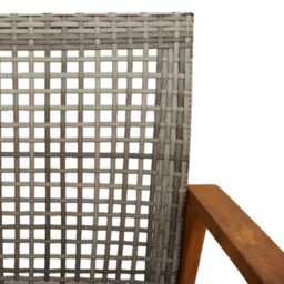 Berkfield Garden Chairs 2 Pcs Grey Poly Rattan And Acacia Wood - thumbnail 8