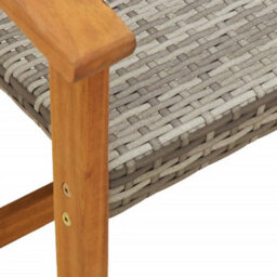 Berkfield Garden Chairs 2 Pcs Grey Poly Rattan And Acacia Wood - thumbnail 7