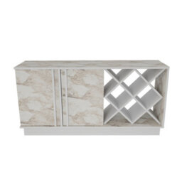 Decorotika Luna Sideboard Storage With Wine Rack And Two Doors - White And White Marble Effect - thumbnail 5