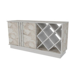 Decorotika Luna Sideboard Storage With Wine Rack And Two Doors - White And White Marble Effect - thumbnail 4
