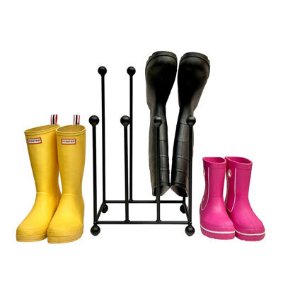 Dt Ironcraft Welly Boot Rack - 4 Pairs Wellington Boot Stand For Indoor & Outdoor - Shoe Holder & Organizer - image 1