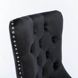 HomeTouch Pair Of Lux Black Velvet Kitchen Dining Chairs With Pull Knocker Wing Back Bedroom Office Chairs - thumbnail 6