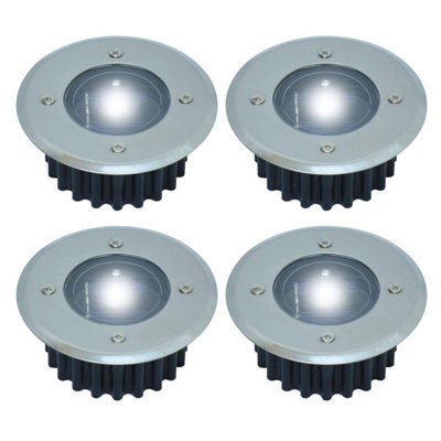 Pack Of 4 Solar Led Round Deck Lights, Waterproof And Cable-Free For Easy Installation