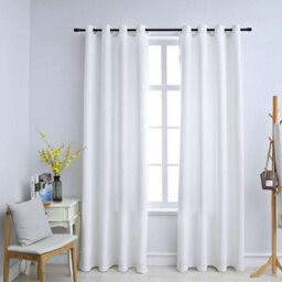 Berkfield Blackout Curtains With Metal Rings 2 Pcs Off White 140X175 Cm - thumbnail 1