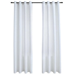 Berkfield Blackout Curtains With Metal Rings 2 Pcs Off White 140X175 Cm - thumbnail 2