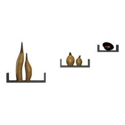 Urbn-Living Urbnliving Height 10Cm Set Of 3 Grey U-Shaped Floating Wooden Wall Mounting Shelves Display Unit For Books And Storage - thumbnail 3