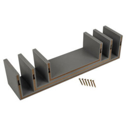 Urbn-Living Urbnliving Height 10Cm Set Of 3 Grey U-Shaped Floating Wooden Wall Mounting Shelves Display Unit For Books And Storage - thumbnail 5