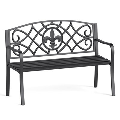 Gainoom Outdoor Garden Bench Metal Slatted Loveseat Cast Iron Backrest - image 1
