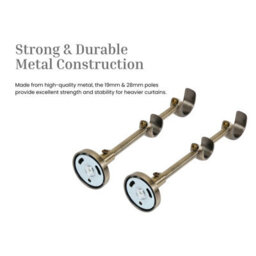 Lister Cartwright Double Curtain Fixed Pole Set With Antique Brass Ball Finials - 19mm And 28mm Metal Poles(300 Cm) - thumbnail 4