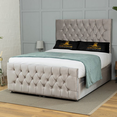 UKBEDFURNITURE Winchester Plush Silver End Opening Divan Ottoman Bed With 54 Inch Headboard - image 1