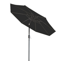 VRUC 2.7M Black Outdoor Parasol - Crank Up & Tilt Garden Parasol Umbrella And Base - thumbnail 2