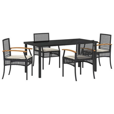 Berkfield Modern Garden Dining Set 5 Pcs Black Poly Rattan - image 1