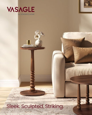 Vasagle Round Side Table, Small Drink End Table For Small Spaces, Accent Nightstand, Solid Wood Leg, Mid-Century Modern - image 1
