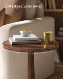 Vasagle Round Side Table, Small Drink End Table For Small Spaces, Accent Nightstand, Solid Wood Leg, Mid-Century Modern - thumbnail 4