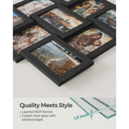 Songmics 9-Frame Photo Collage, Wall Display Set For Family Pictures, Memory Frame Collection, Ink Black - thumbnail 3