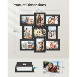 Songmics 9-Frame Photo Collage, Wall Display Set For Family Pictures, Memory Frame Collection, Ink Black - thumbnail 2