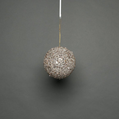 Champagne Glitter Bauble 8Cm 3 Pack - Grey - image 1