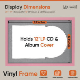 "AK Frames 25X17"" Pink Modern Vinyl Record Frame With Mid Grey Mount For 12 Inch Lp Cover & Disc - Overlapped Design" - thumbnail 2