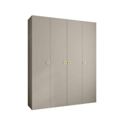 Arte Elegant Cashmere Como I Hinged Door Wardrobe H2460mm W2000mm D500mm, Four Doors, Sixteen Shelves, Two Hanging Rails, Gold Handles - thumbnail 1