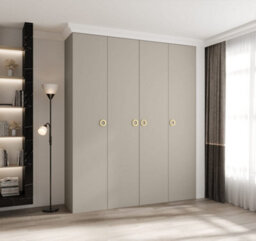 Arte Elegant Cashmere Como I Hinged Door Wardrobe H2460mm W2000mm D500mm, Four Doors, Sixteen Shelves, Two Hanging Rails, Gold Handles - thumbnail 2