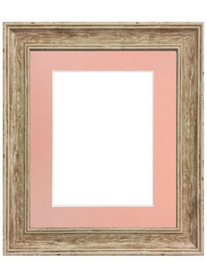 Frames By Post Scandi Distressed Wood Frame With Pink Mount For Image Size 4 X 3 Inch - image 1