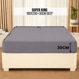 Aspire Homeware Grey Fitted Sheet-(30Cm) Deep Hotel Quality -Breathable Fitted Bed Sheets Super King (L)200Cm X (W)180Cm - thumbnail 7