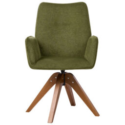 Beliani Dining Chair Swivel Mokena Faux Linen Green - thumbnail 4