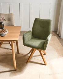 Beliani Dining Chair Swivel Mokena Faux Linen Green - thumbnail 2