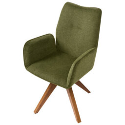 Beliani Dining Chair Swivel Mokena Faux Linen Green - thumbnail 6