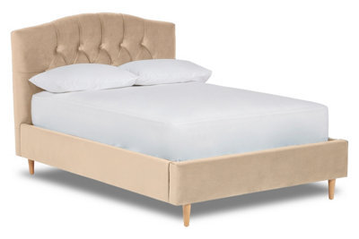 Divan Base Direct Enigma Classic Chesterfield Fabric Bed Base Only 6Ft Super King- Verlour Ivory