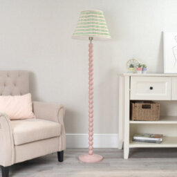 Valuelights Bobbles Rose Pink Bobbin Floor Lamp With Pink Aztec Pleated Shade - Led Bulb Included - thumbnail 4