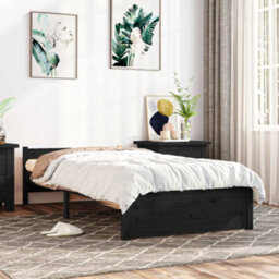 Berkfield Bed Frame Black Solid Wood 90X200 Cm