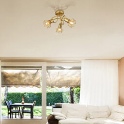 Luminosa Lighting Luminosa Xara I Multi Arm Semi Flush Ceiling Lamp Gold Colors 3X E14 - thumbnail 5