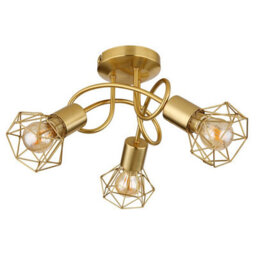 Luminosa Lighting Luminosa Xara I Multi Arm Semi Flush Ceiling Lamp Gold Colors 3X E14 - thumbnail 2