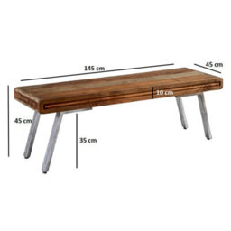 Wyld Haus Los Angeles Reclaimed Wood Dining Bench With Metal Legs - thumbnail 3