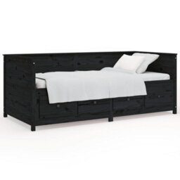 Berkfield Day Bed Without Mattress Black 90X200 Cm Solid Wood Pine - thumbnail 2