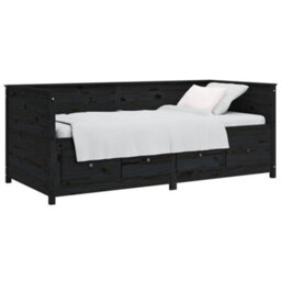 Berkfield Day Bed Without Mattress Black 90X200 Cm Solid Wood Pine - thumbnail 3