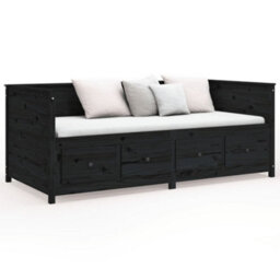 Berkfield Day Bed Without Mattress Black 90X200 Cm Solid Wood Pine - thumbnail 5