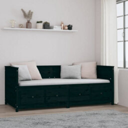 Berkfield Day Bed Without Mattress Black 90X200 Cm Solid Wood Pine - thumbnail 4