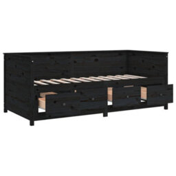 Berkfield Day Bed Without Mattress Black 90X200 Cm Solid Wood Pine - thumbnail 8
