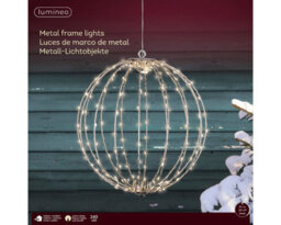 Lumineo Metal Christmas Ball Frame Light Led Sphere Light Ball & Timer Warm White 38Cm - thumbnail 2