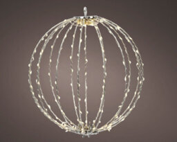 Lumineo Metal Christmas Ball Frame Light Led Sphere Light Ball & Timer Warm White 38Cm