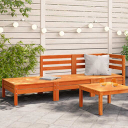 Berkfield Garden Sofa 3-Seater Wax Brown Solid Wood Pine - thumbnail 1