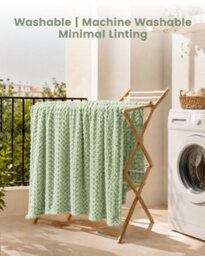Good Nite Reversible All-Season Fleece Throw Blanket, Durable Stitched, Washable Sofa Bed Blanket, Light Green, 130X150Cm - thumbnail 4
