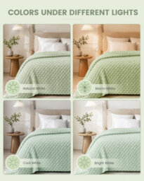 Good Nite Reversible All-Season Fleece Throw Blanket, Durable Stitched, Washable Sofa Bed Blanket, Light Green, 130X150Cm - thumbnail 3