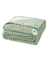 Good Nite Reversible All-Season Fleece Throw Blanket, Durable Stitched, Washable Sofa Bed Blanket, Light Green, 130X150Cm - thumbnail 6