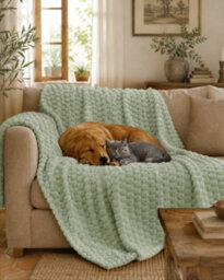 Good Nite Reversible All-Season Fleece Throw Blanket, Durable Stitched, Washable Sofa Bed Blanket, Light Green, 130X150Cm - thumbnail 5
